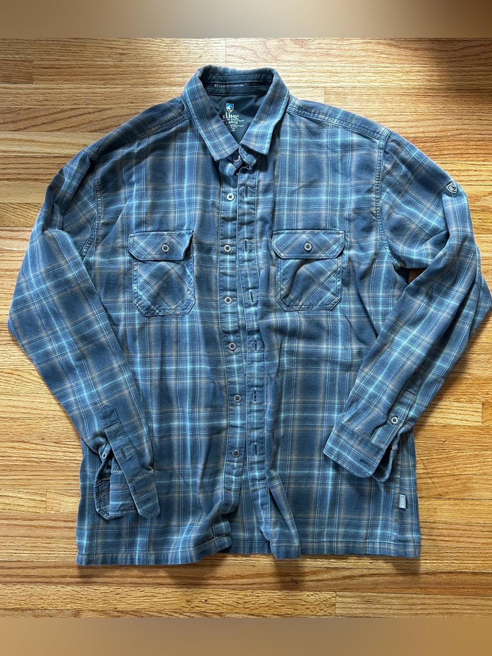 KUHL Men's Blue & Gray Plaid Long-Sleeve Button-Down Shirt
